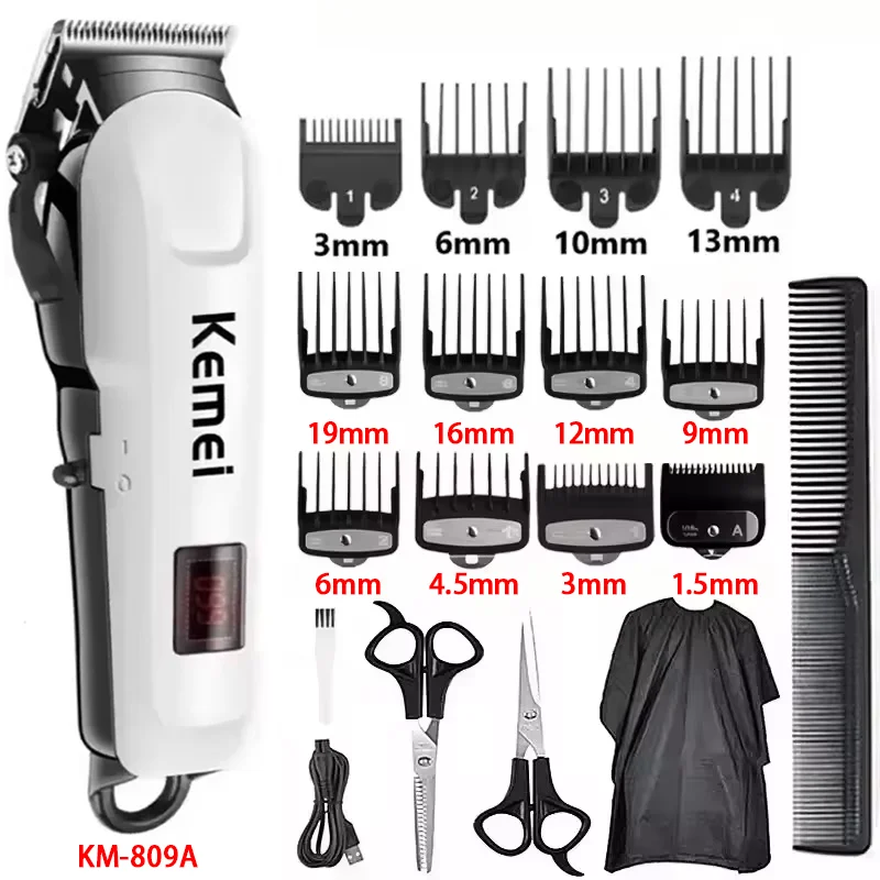 

Kemei Hair Clipper KM-809A Hair Cut Maching Wireless Trimmer Men Professional Clipper Machine Rechargeable Hair Cut Barber kemei