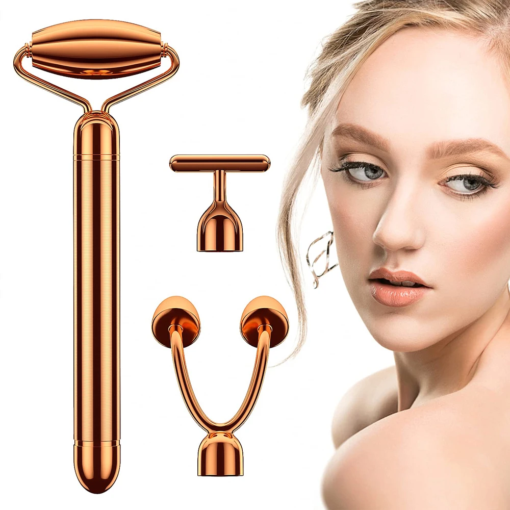 3 in 1 Stainless Steel Face Spa Massager For Beauty Health Nose Up Lifting Face Massage Kit Facial Slimming Face Skin Care Tools