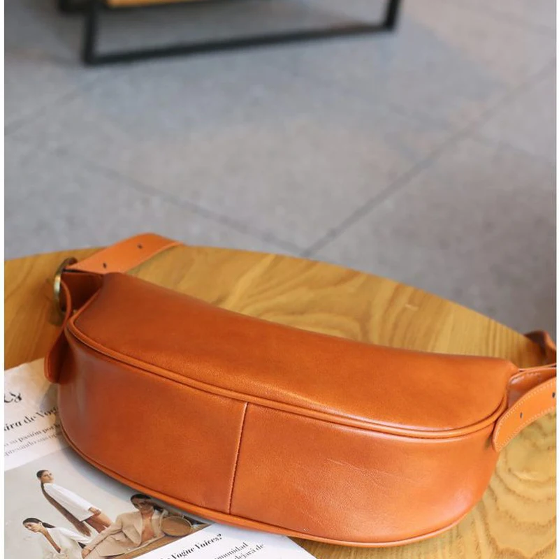 Donna-in First Layer Vegetable Tanned Cow Leather Crossbody Bag Women VintageLarge Capacity Daily Commuter Shoulder Bags