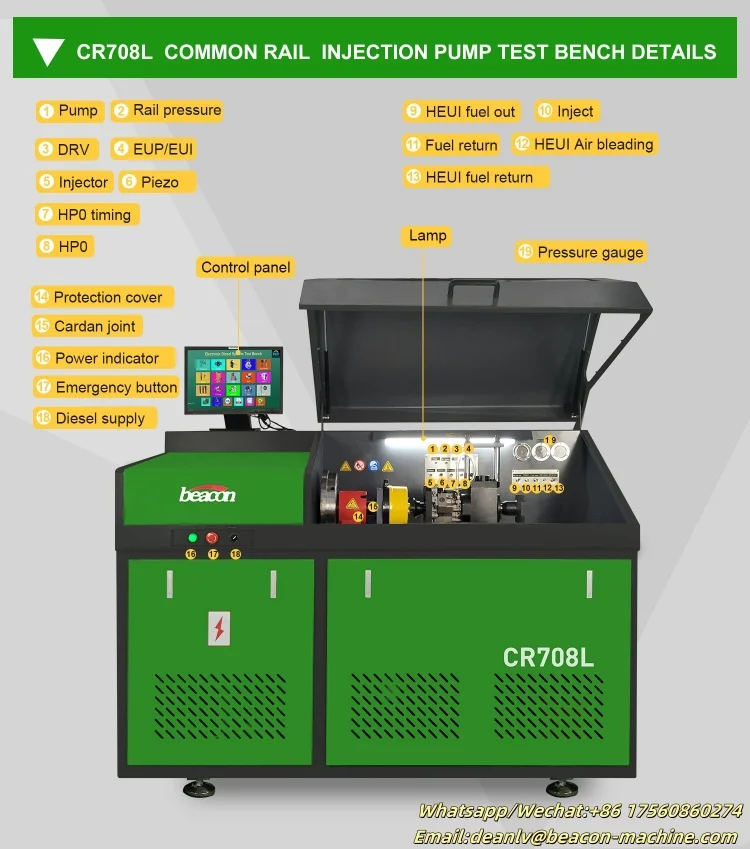 Auto Service CR708L Common Rail CR Diesel Fuel Injection Pump Test Equipment Fuel Injector Test Bench For Diesel Injectors