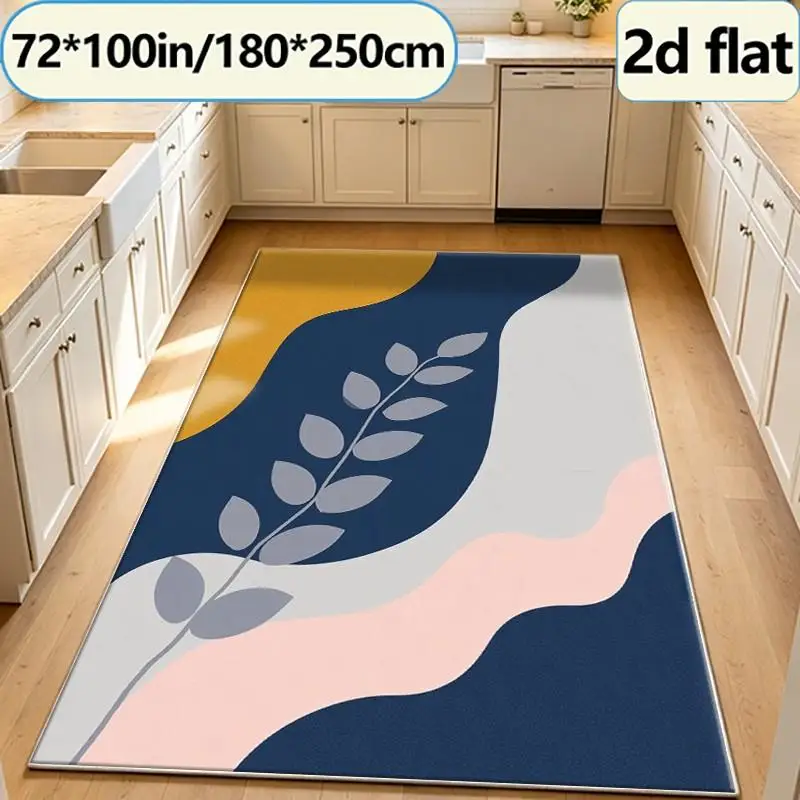 Bohemian Style Abstract Leaf Wave Square Carpet Nordic Curved Art Pattern Non-Slip Carpet Suitable for Living Room Bedroom Home Interior Decoration