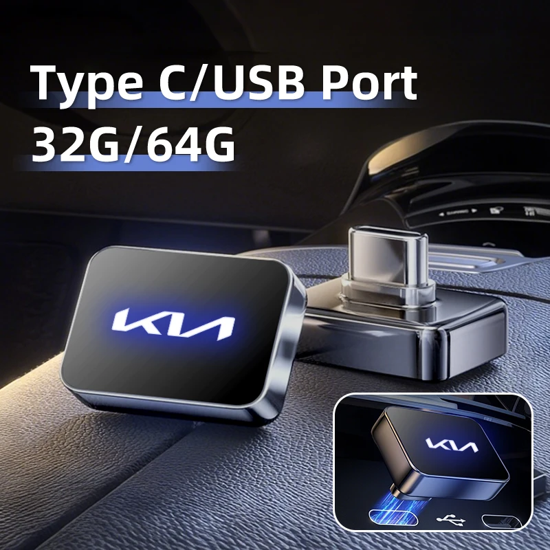 

Car Accessories Metal USB Type-C Flash Drive Memory Stick Music Saver For KIA K5 Rio Optima Sportage Ceed Soul Picanto Stonic Ve
