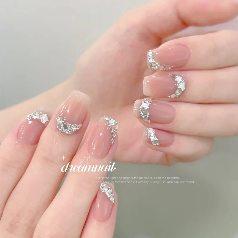 50pcs Nail Accessories Flat Bottom Diamond Mini Water Drop Love Square Jewelry Transparent White Crystal Nail Charms