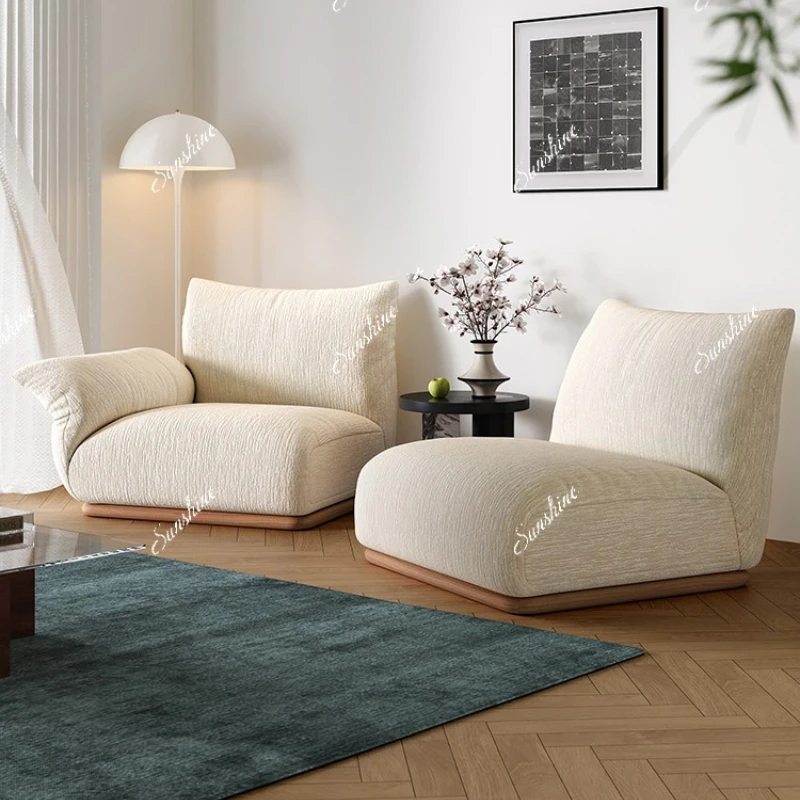 French cream wind snow Neil velvet fabric sofa straight row living room log
