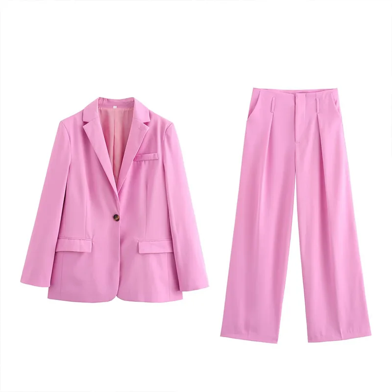 

Summer Women's Suit Cropped Blazer High Waisted Wide Leg Pants Women's Two Pieces Outfit 2024 Casual Jacket Top Women's Pants