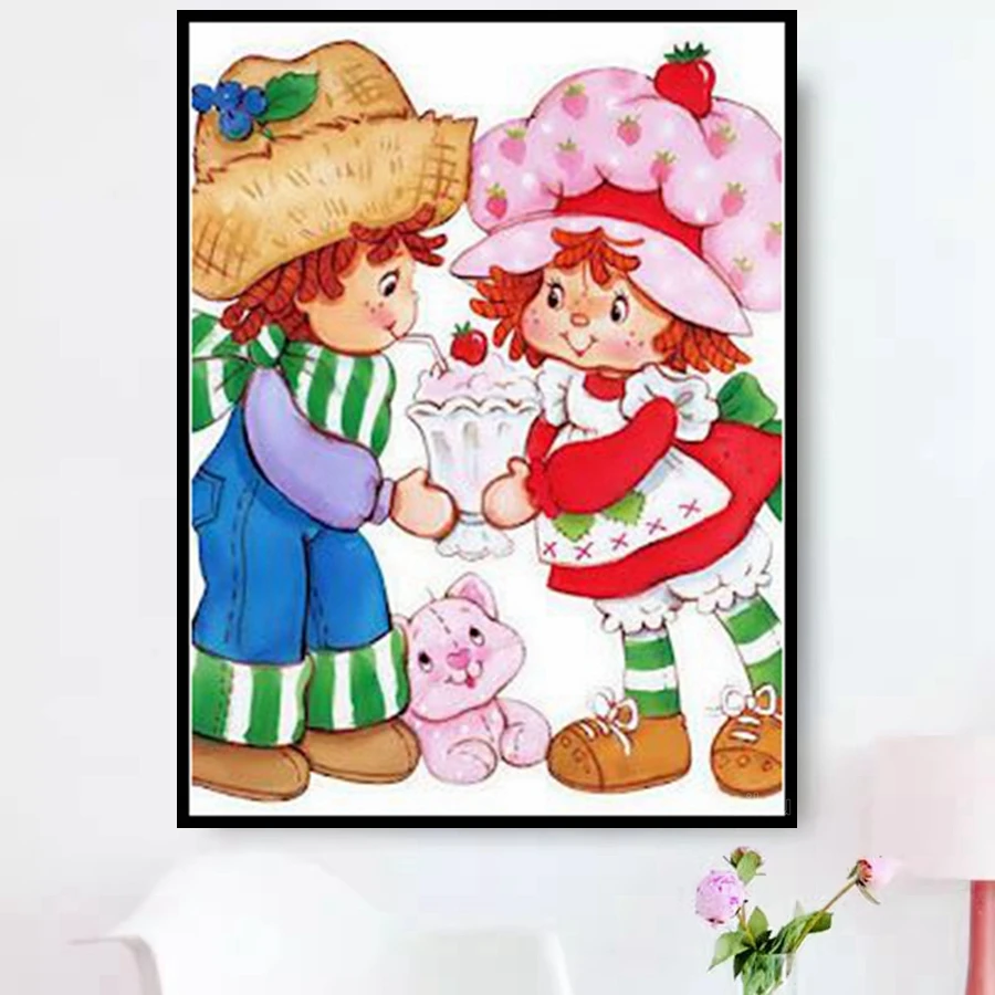 Strawberry Shortcake 5D DIY Diamond Painting Mosaic Cute Cartoon Girl Embroidery Cross Stitch Kits Home Decor Children\'s Gift