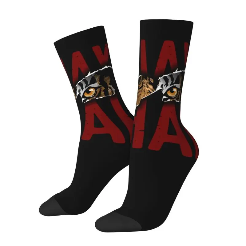 Funny Print Muay Thai Tiger Socks for Men Women Stretch Summer Autumn Winter Thailand Martial Art Fighter Spirit Crew Socks