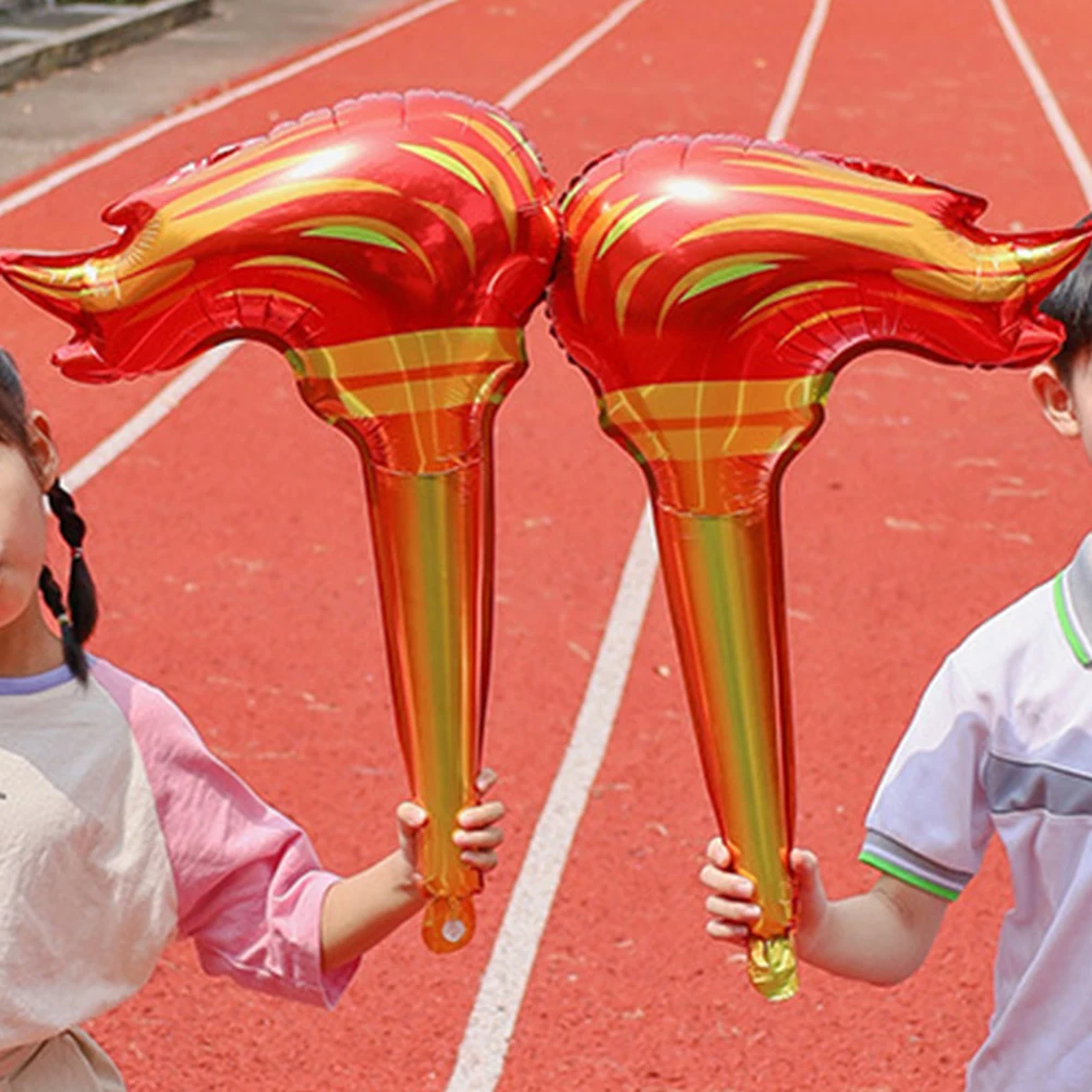 

100pcs Inflatable Torch Blow-Up Simulation Prop For Kids Party Sports Competition Medieval Luau Event Flame Decorative Balloon