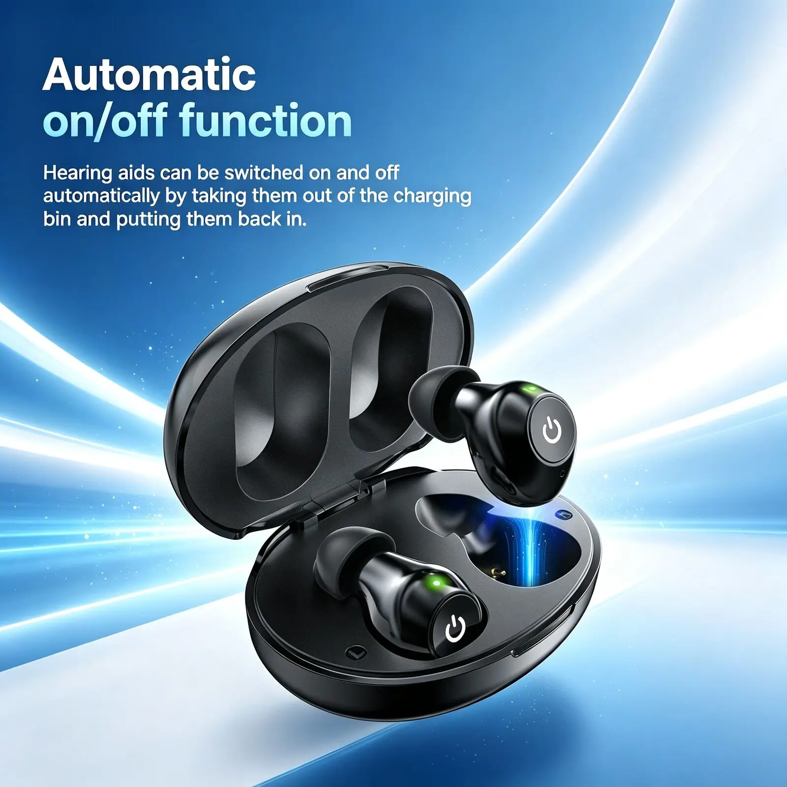 In Ear Earphones Noise Reduction Memory Volume Button Control Auto Power On Off Headphones For Seniors Daily Conversation Use