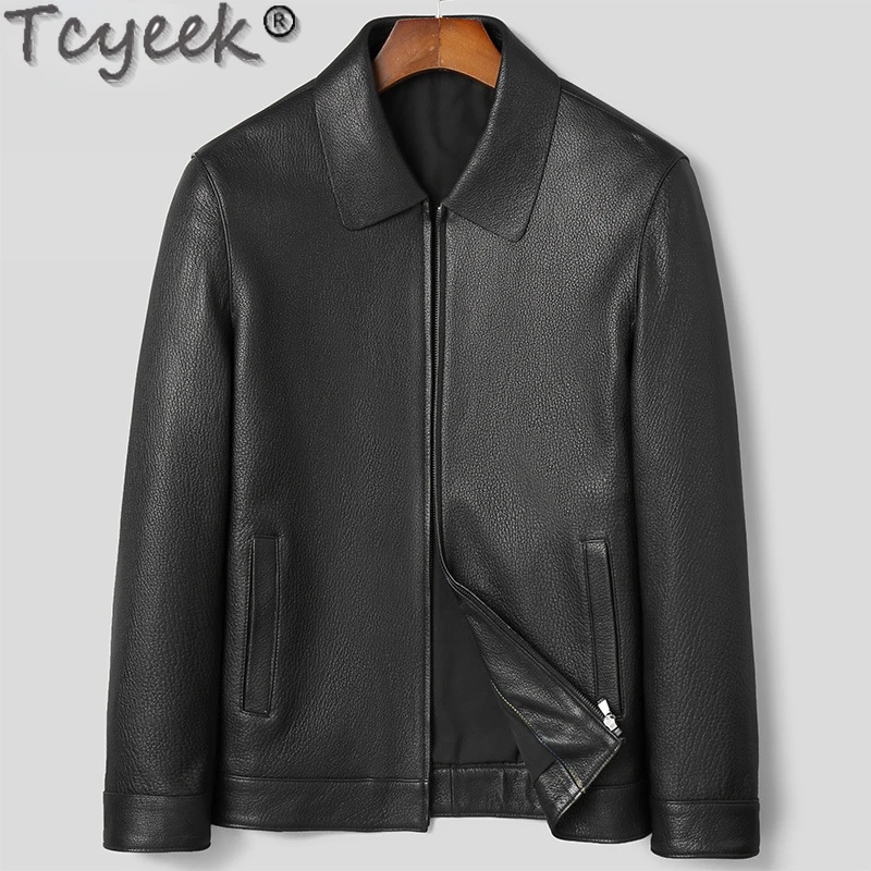 

Tcyeek High-end Genuine Leather Man Jackets Spring Fall Men Clothing Business Casual Short Goatskin Coats Slim Chaquetas Hombre