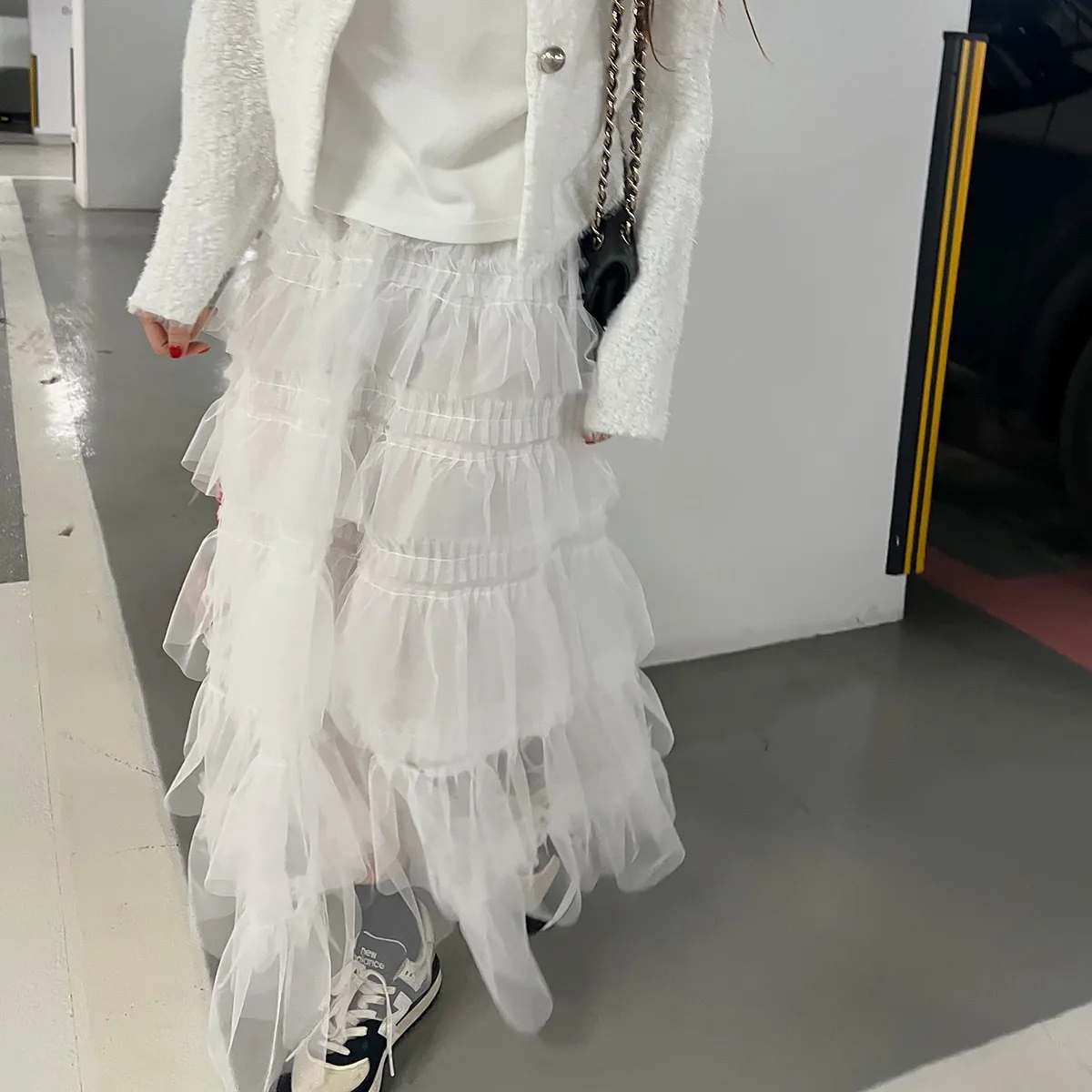 

Womens Midi Skirt 2026 Early Spring New Style French Multi-level Splicing Solid Color Mesh Cake Skirt Versatile Temperament