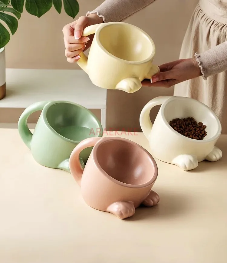 

Ручная миска для кошек, керамическая защита, сильный позвоночник, защита от переворачивания, наклонный кот большого диаметра, питьевая вода, собака, еда