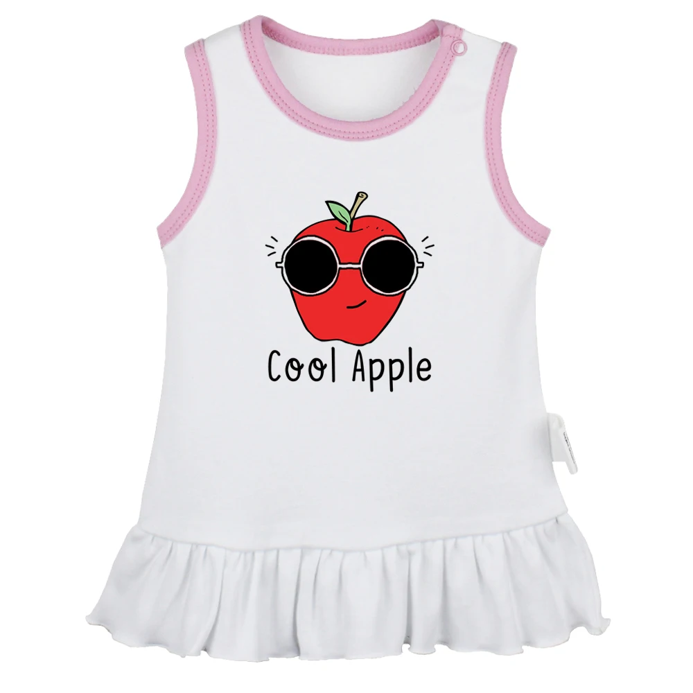 iDzn New Cool Apple Sweet Fun Printed Baby Dresses Girls Cute Sleeveless Pleated Dress 0-24M Kids Summer Vest Dress Clothes