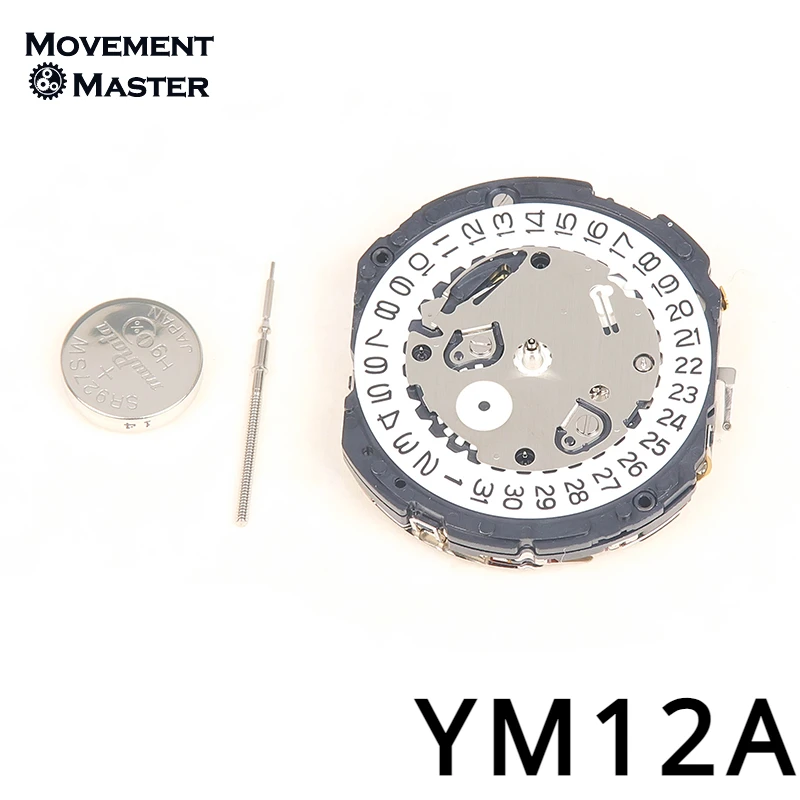 

Новый японский оригинальный механизм YM12A, кварцевый механизм YM12, часы с тремя точками и календарем, аксессуары для часов