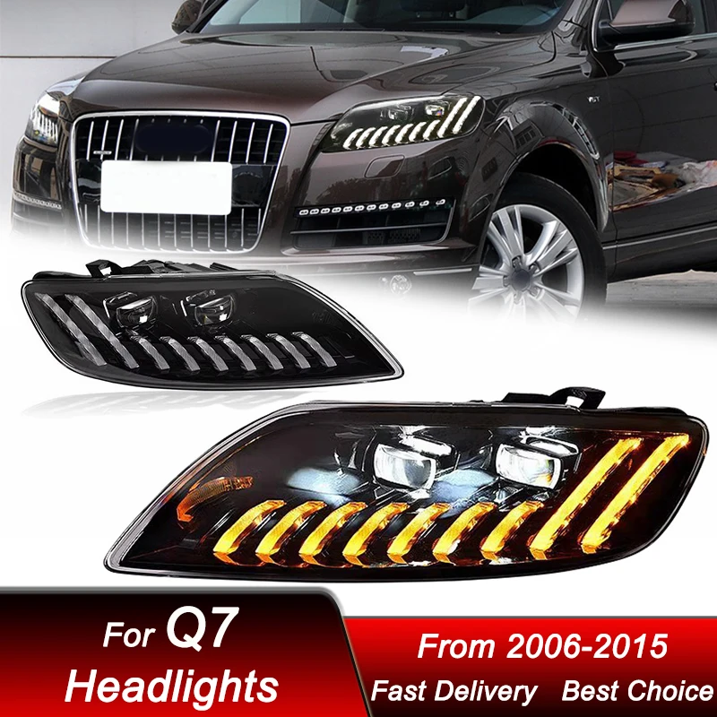 

Pop Hot Car Styling Headlights For Audi Q7 2006-2015 New Style Full LED Head Lamp Assembly Upgrade Projector Lens Accessories Ki