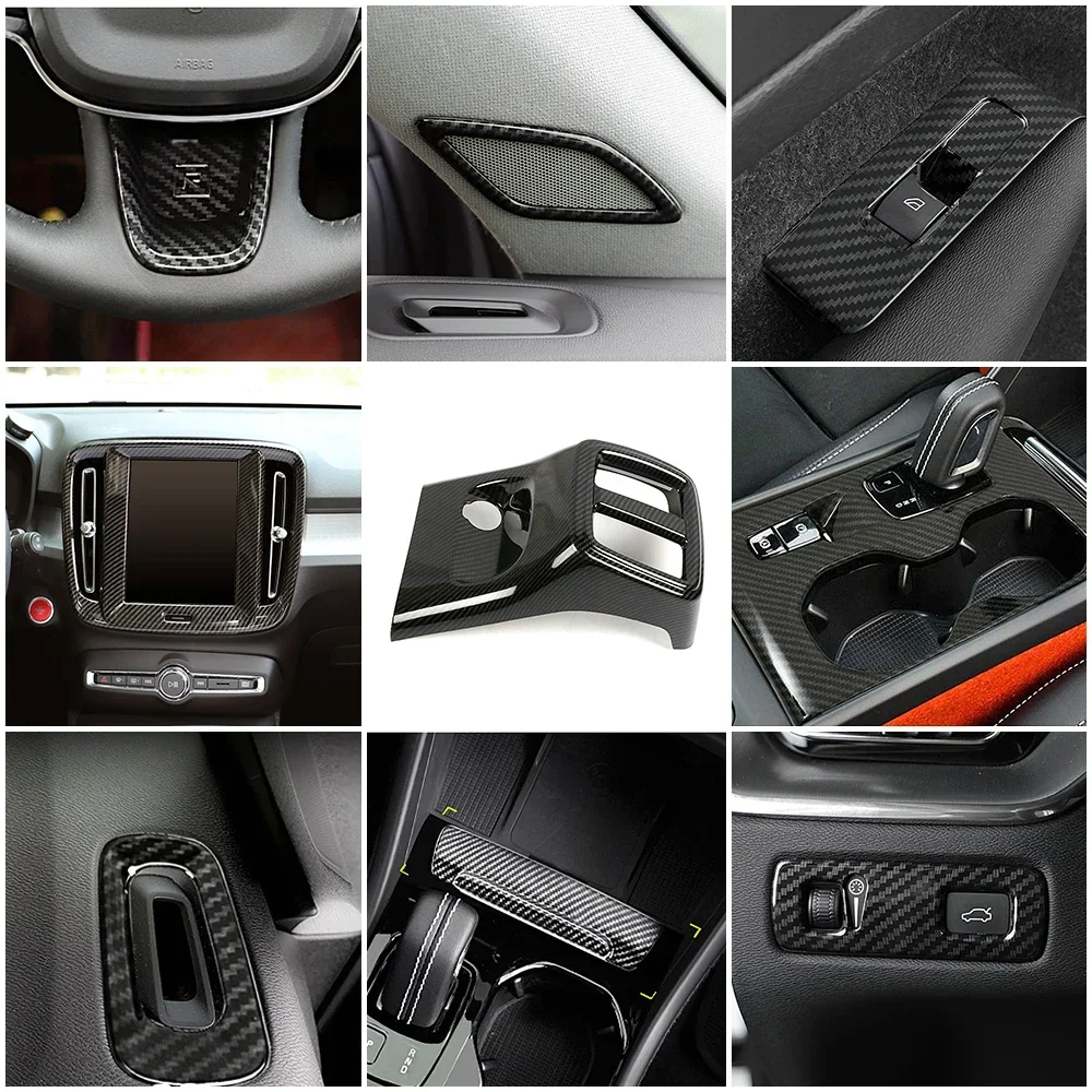 For Volvo XC40 2019 2020 2021 2022 Car Center Console Accessories Carbon Fiber Color Change Decoration Styling Frame Cover Trim