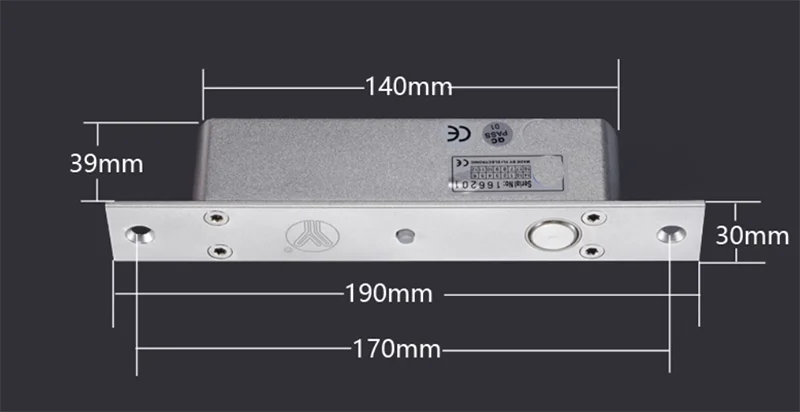 12V elektrisch magneetslot voor poorttoegangscontrolesysteem Deurinvoersysteem Fail Safe NC-grendelslot