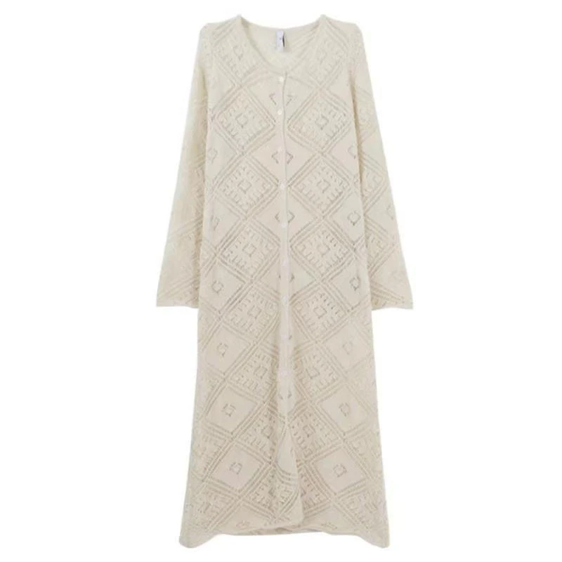 Boêmio a céu aberto malha cardigan feminino longo verão 2025 blusa casual topo