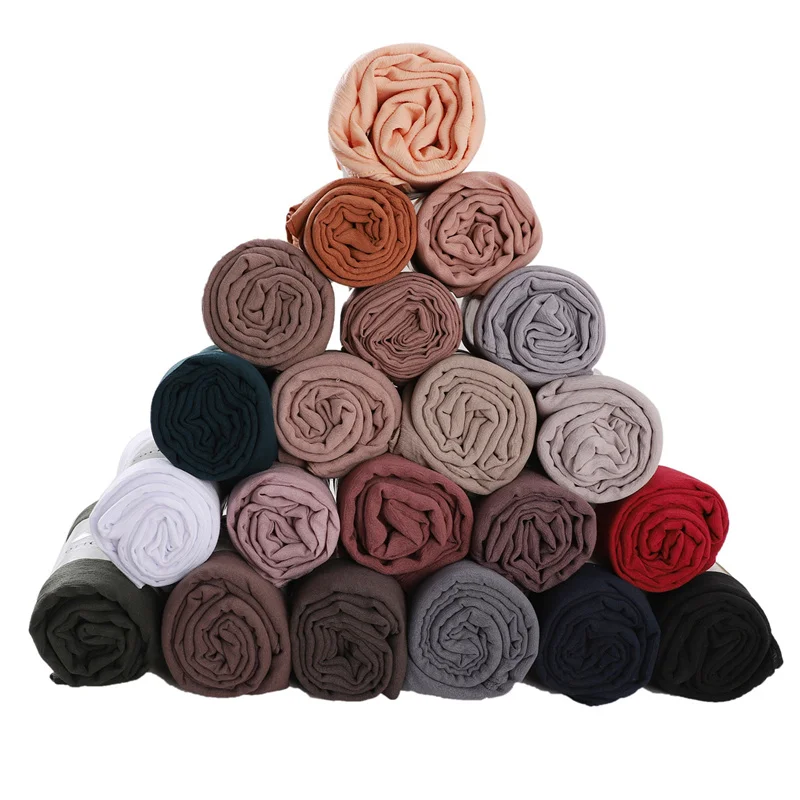 Women Big Size Plain Solid Cotton Rayon Hijab Scarf Lady High Quality Wraps and Shawls Musulman Headband Islamic Turban 180*90Cm