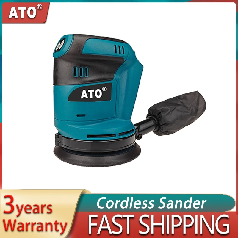 ATO 125mm Cordless Orbital Sander Wood Grinder Electric Polisher Compatible With Makita 18v Battery