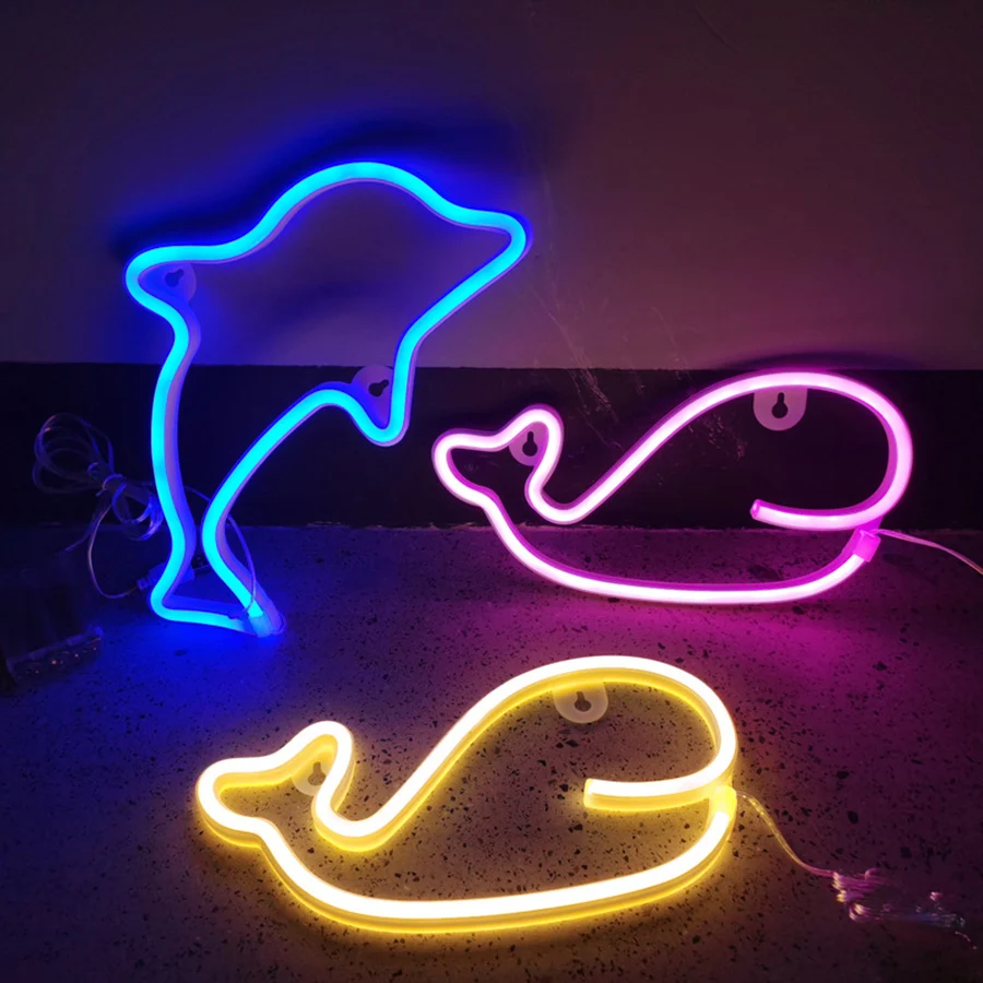 Animal Neon Light Sign LED Cat Bat Dinosaur Butterflies Swans Santa Claus Modeling Lamp Decor Room Party Festival Shop Wall Art