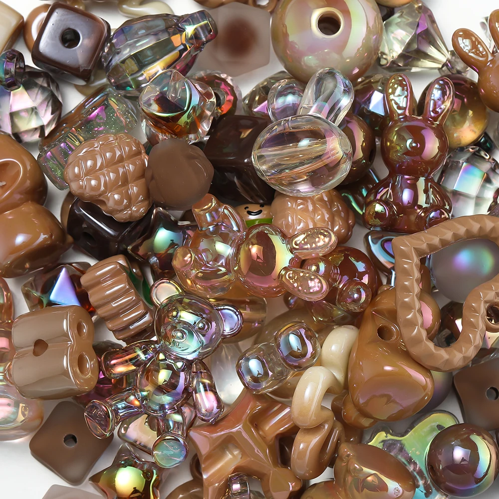 20/50grams Mixed UV Plated Acrylic Bracelet Beads Animal Flowers Bead for Keychain Necklace Phone Chain DIY Jewelry Making image 3