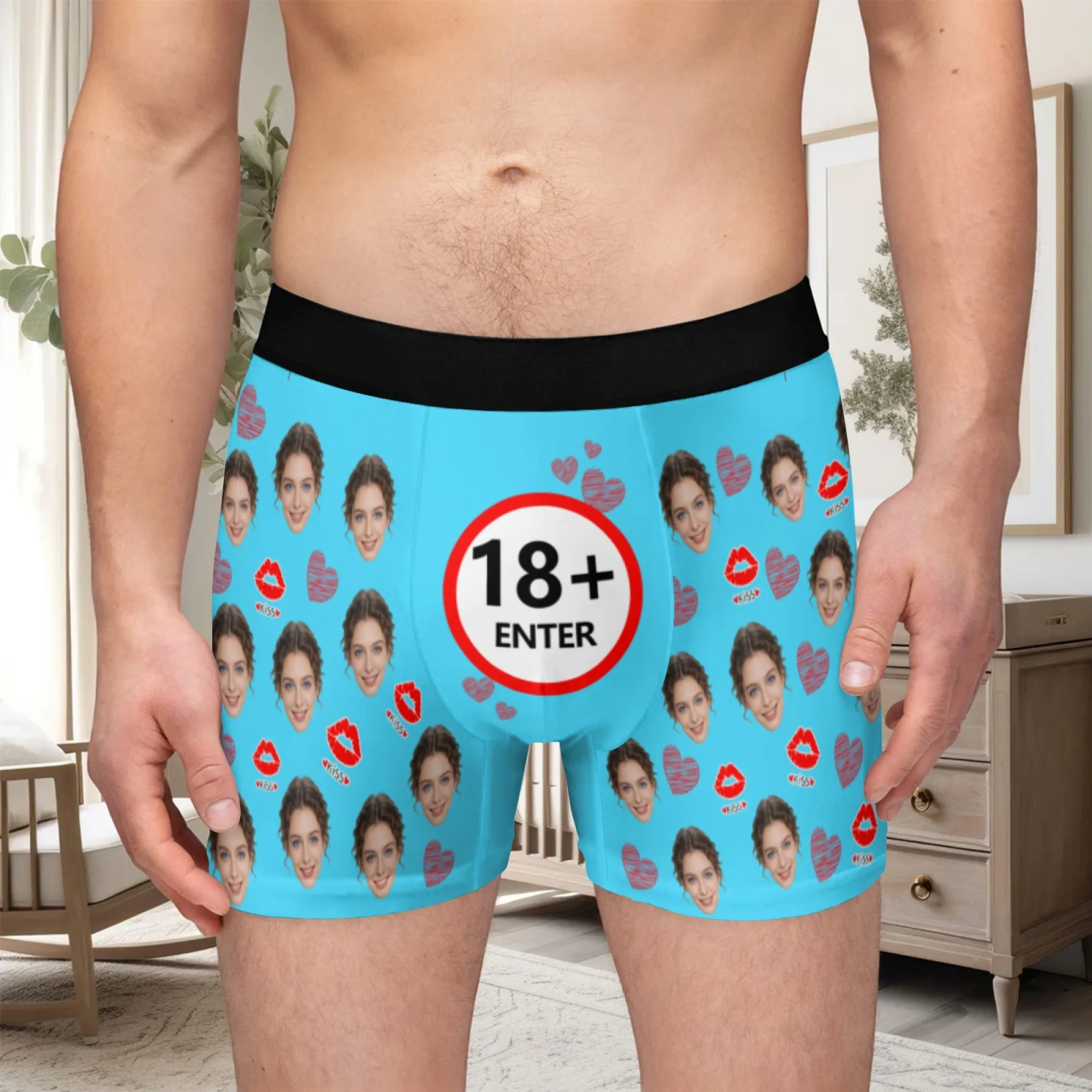 Personalized Face Photo Underwear Custom Heart Boxer Briefs Men Briefs Gift For Husband Anniversary Gift for Dad