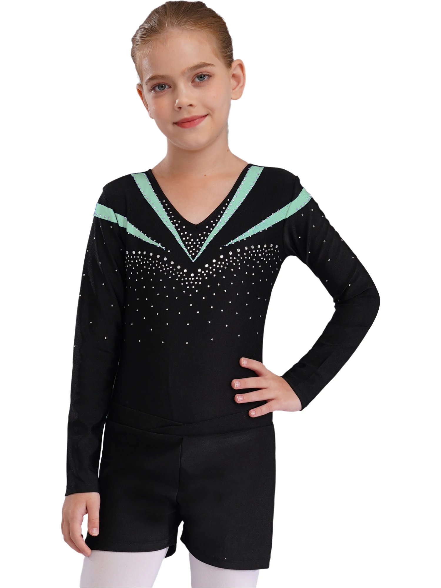 

Girls Long Sleeve Ballet Leotard with Pants Dancewear Set Children Acrobatics Gymnastics Jumpsuit Ballet Dance Outfits Bodysuit
