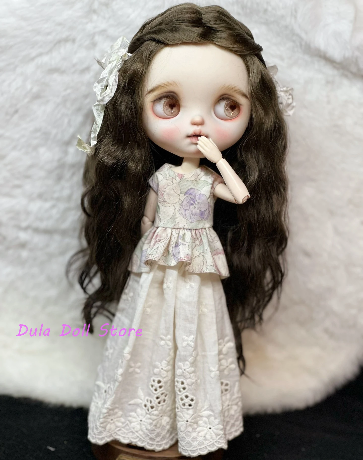 Dula Doll Clothes Dress Versatile plain floral shirt dress set Blythe ob24 ob22 Azone Licca ICY JerryB 1/6 Bjd Doll Accessories