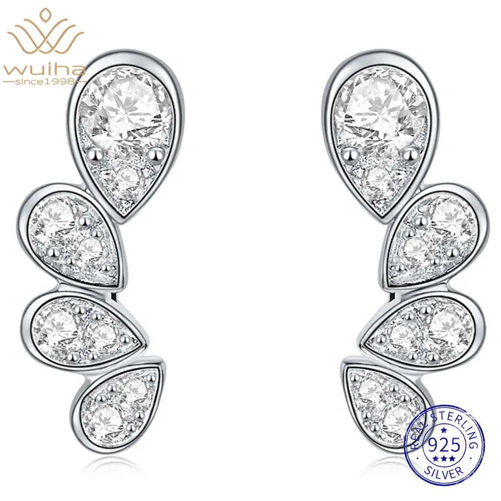 WUIHA 100% 925 Sterling Silver Sparkling Pear Cut D Color Real GRA Moissanite Diamonds Stud Earrings Gift Fine Jewelry Wholesale