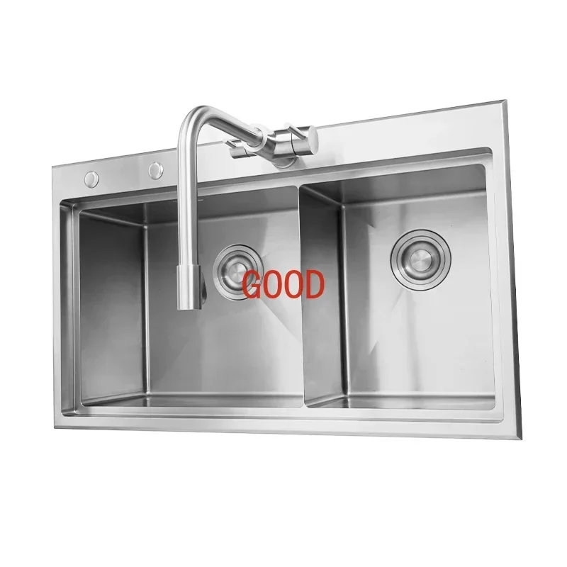 Stainless Steel Glass Rinser for Kitchen Sinks, Functional Handmade Double  Sink, Above Counter