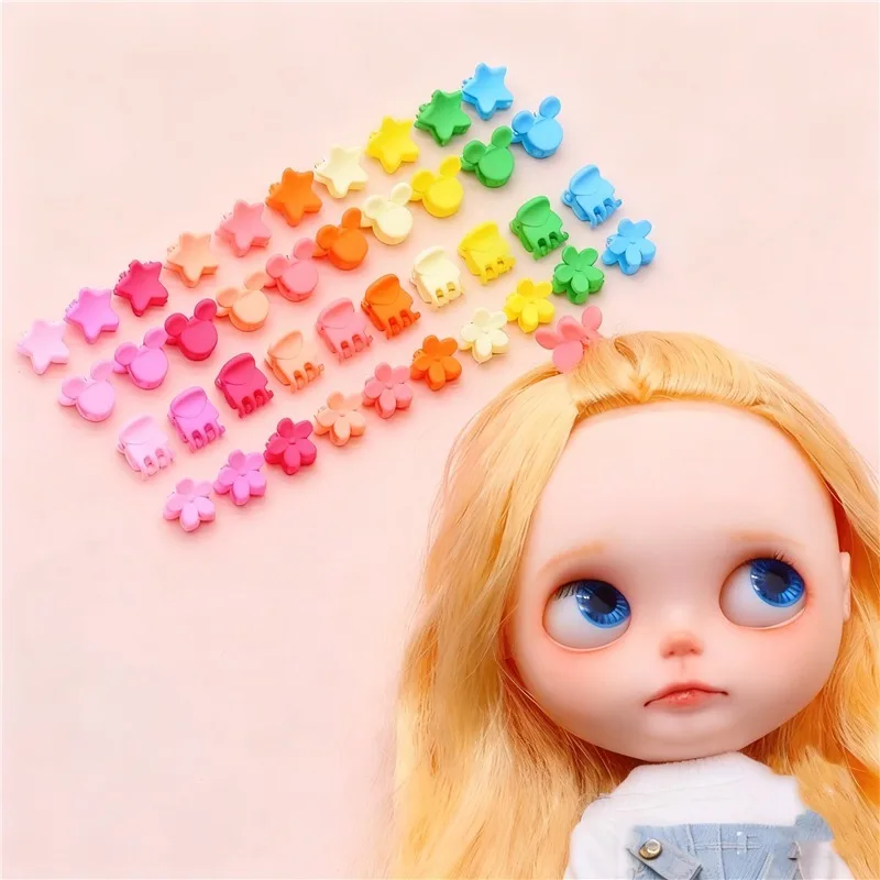 Kleurrijke Mini 2.5 cm 3 cm Pony Haar Clip Voor BJD Blythe Pop 1/6 1/12 OB11 Kleding Kleding Haarspelden haar Hoofddeksels Accessoires