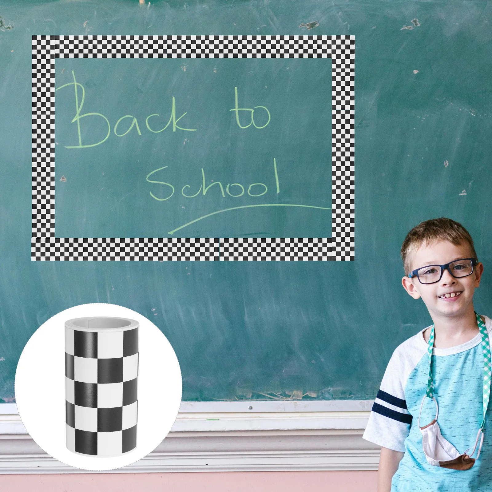 

1 Roll Checkerboard Bulletin Board Borders Self Adhesive Wall Decals for Classroom Decoration Learning Spaces Office Kitchen
