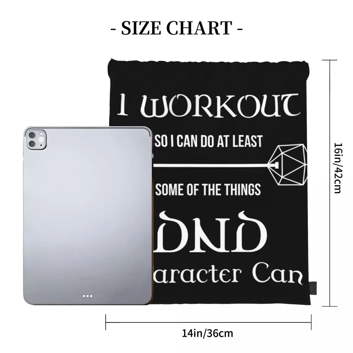 DnD Character Workout - In White Backpacks Drawstring Bags Drawstring Bundle Pocket Shoes Bag BookBag For Travel School