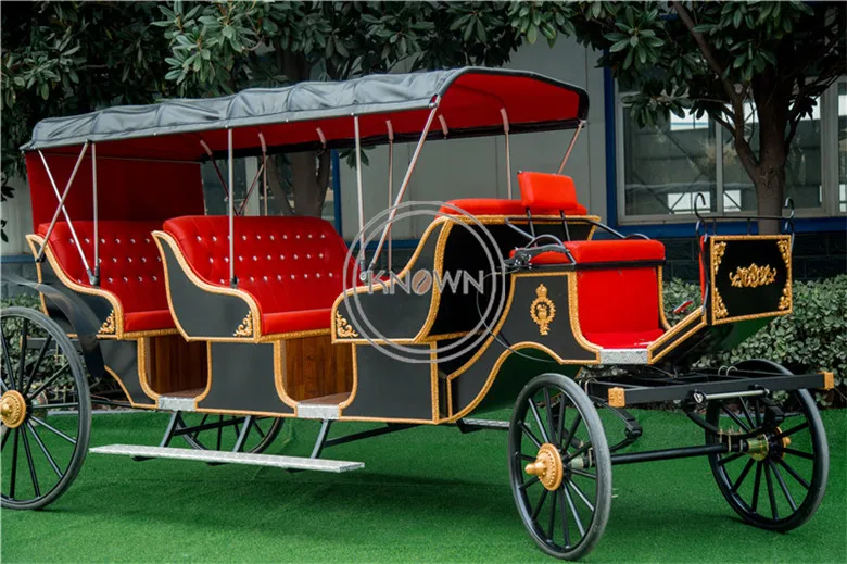 2022 Eouope Electric Sightseeing Horse Carriage with 3 Rows Attraction Exhibition Carriage Royal Wedding Horse Cart for Sale