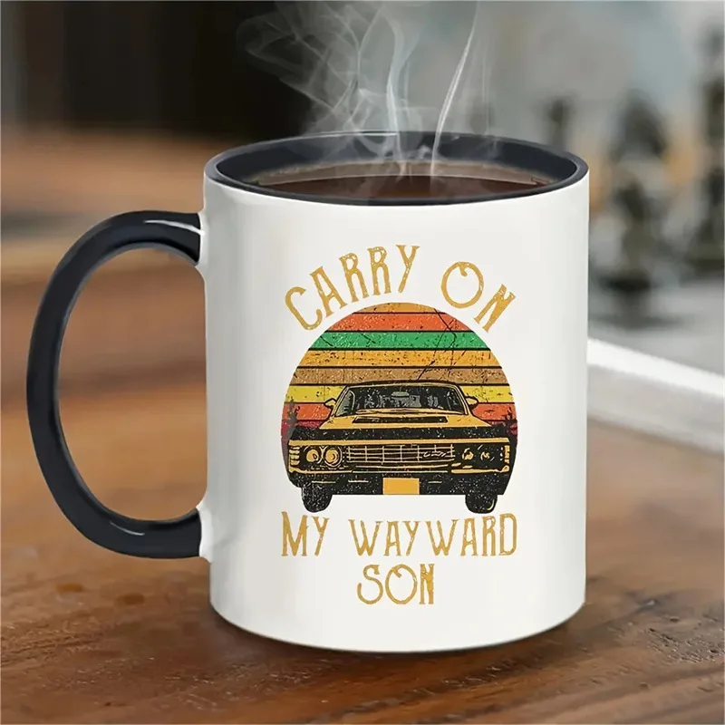 New Cross-border Hot-selling Ceramic Mug Retro Car Printing Coffee Cup Friend Gift Cup Household Water Cup