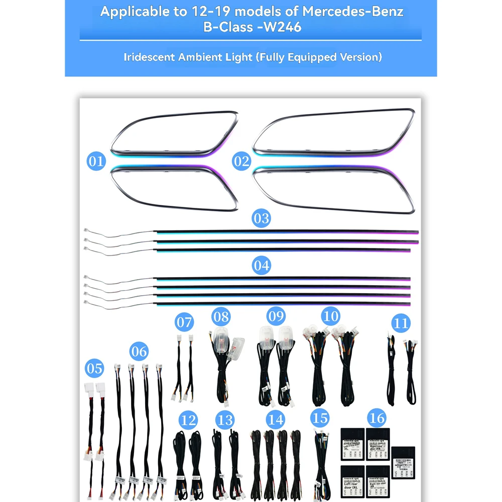 

For Mercedes Benz A/B-class W176 W246 CLA-class W117 GLA-class W156 Air Vent 12 Colors Interior Ambient Lighting