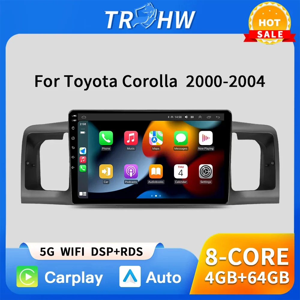 

Car Radio Multimedia Player For Toyota Corolla E120 E130 2000-2004 Android 13 GPS Navigation Stereo Head Unit Carplay