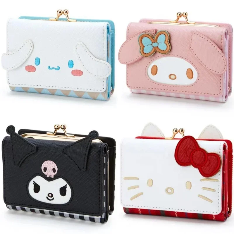 Sanrio-Hello Kitty Loungefly Bolsa de Embreagem para Mulheres, Presente Adulto, Saco de Cartão, Dobre Duplo, Porta Moedas, Meninas, Nova Chegada