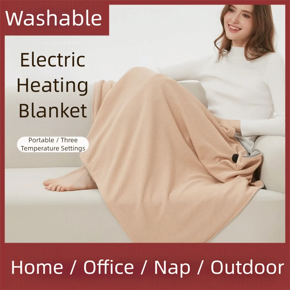 بطانية كهربائية ناعمة بسحّاب مع قبعة قابلة للتعديل 3 مستويات حرارية وشاح تسخين دافئ قابل للغسل بسرعة تسخين USB شال ساخن