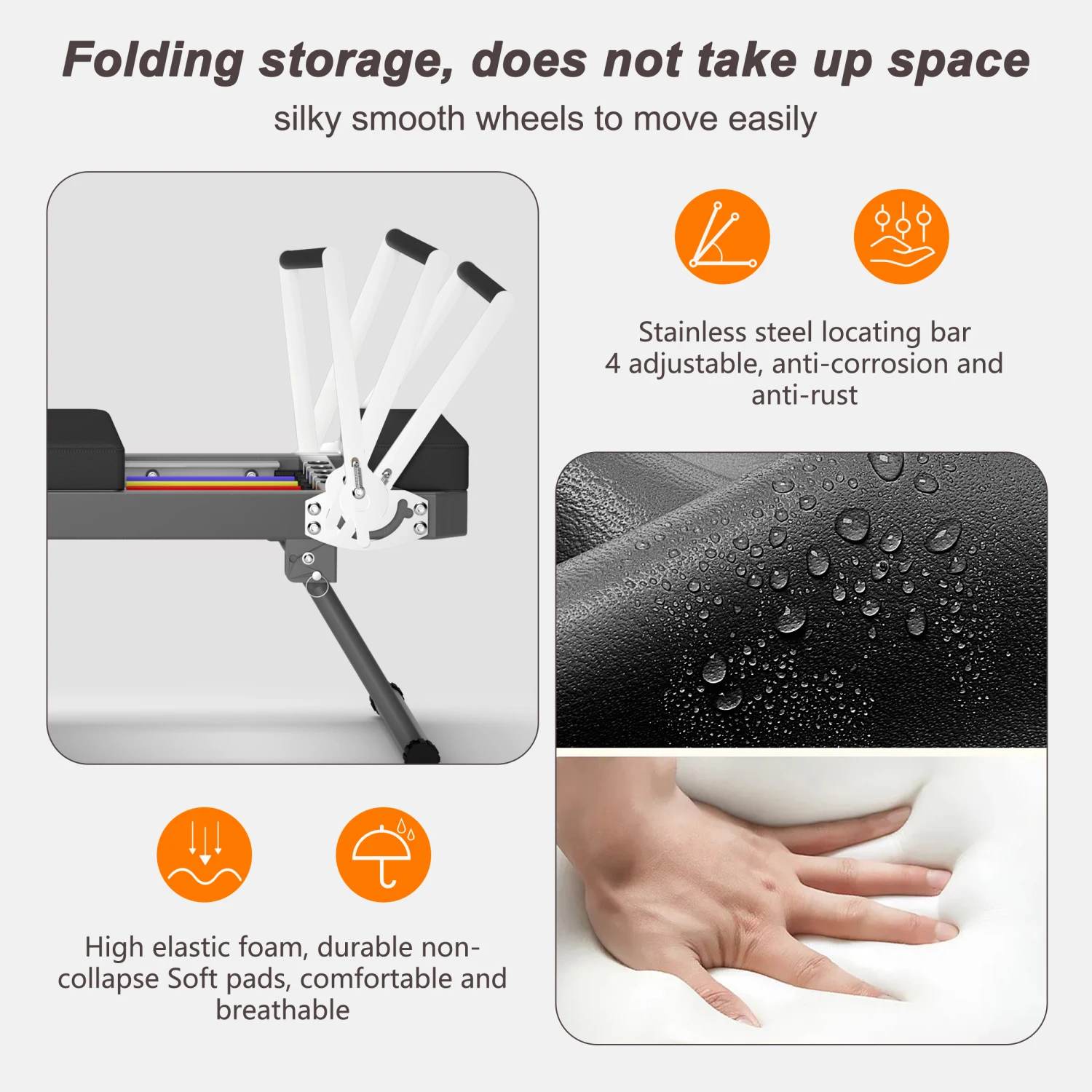 

Pilates core bed, foldable home high quality, yoga studio same commercial fitness equipment, black