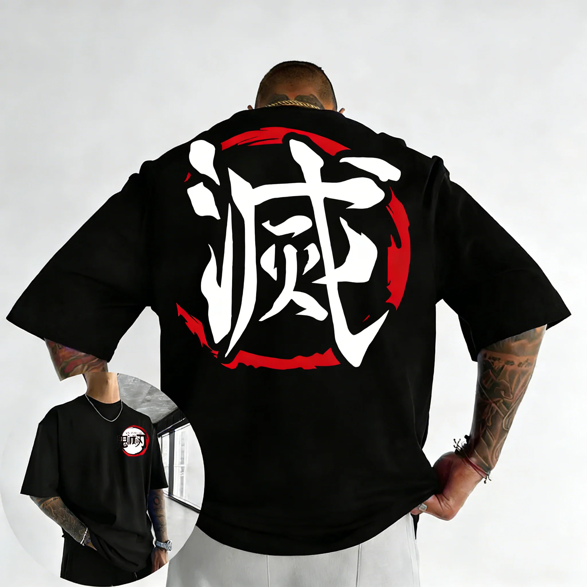 

Demon Slayer Anime Printed T-shirt 2026 Men's and Women's Spring/Summer New Trendy Hip Hop Casual Loose Y2K Parent Child Top