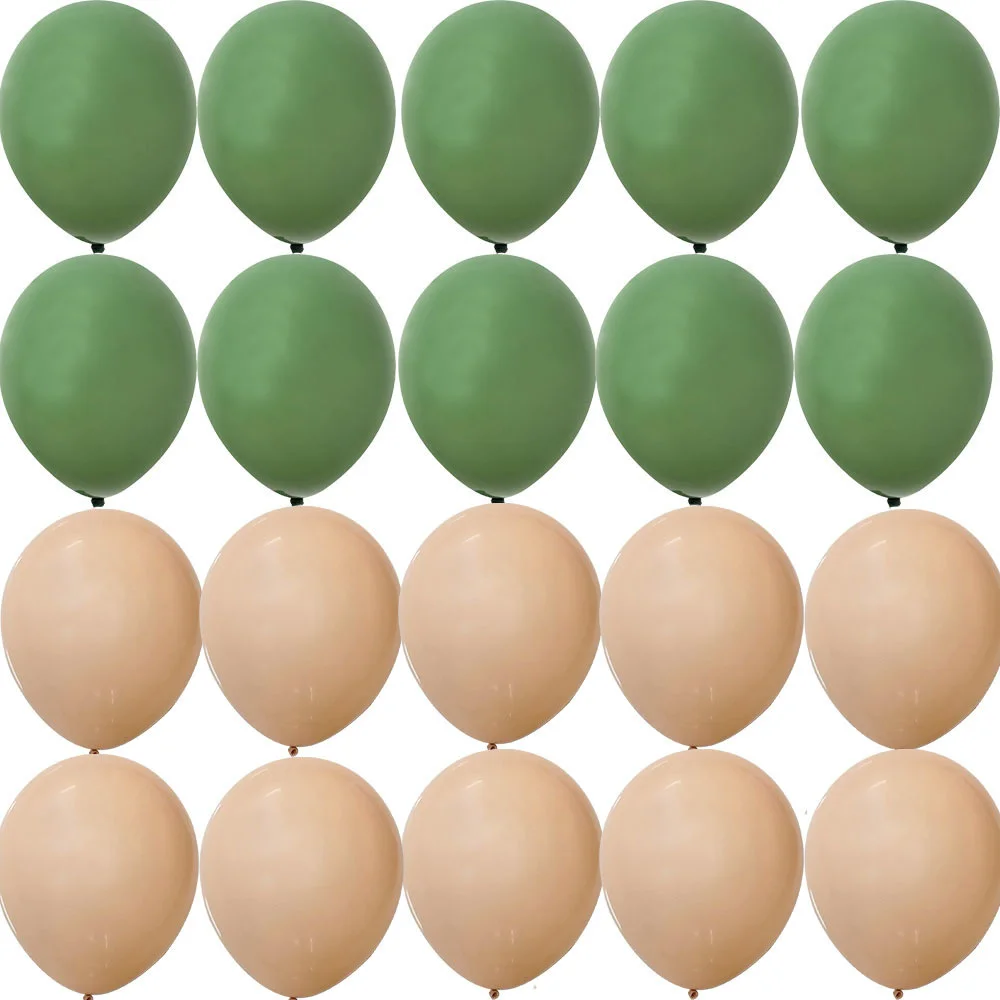 15/20PCS 12inch Balloon Set Retro Green Pink Gold Balloon for Birthday Wedding Anniversary Jungle Safari Party Decorations