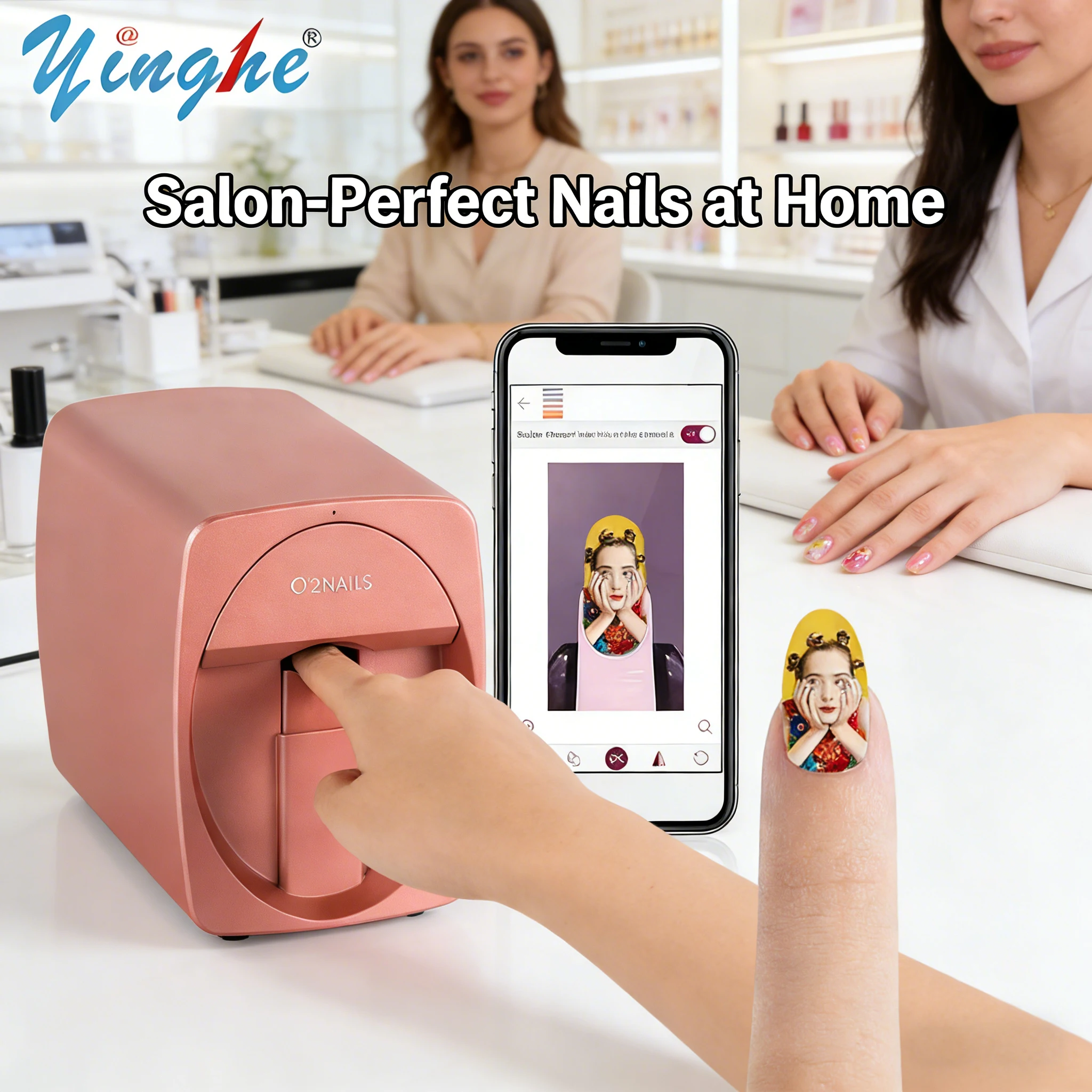 

Профессиональный цифровой принтер для ногтей O2NAILS M1 - технология 3D-печати для цветов и узоров с управлением через приложение для телефона