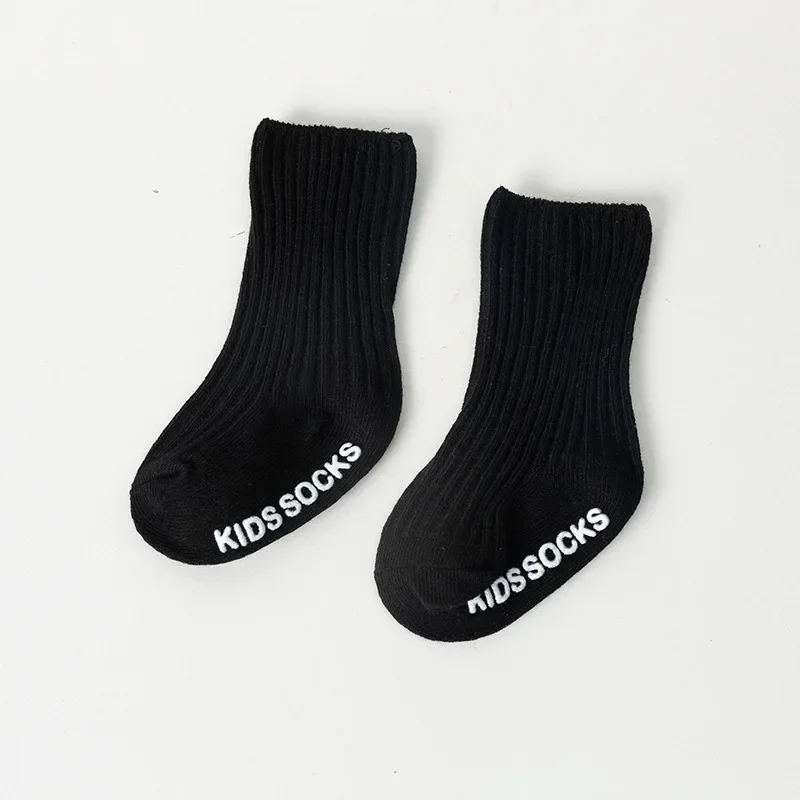 Infant Baby Socks Anti Slip Solid White Black Children Socks for Girls Cotton Newborn Boy Toddler Socks Kids Clothes Accessories