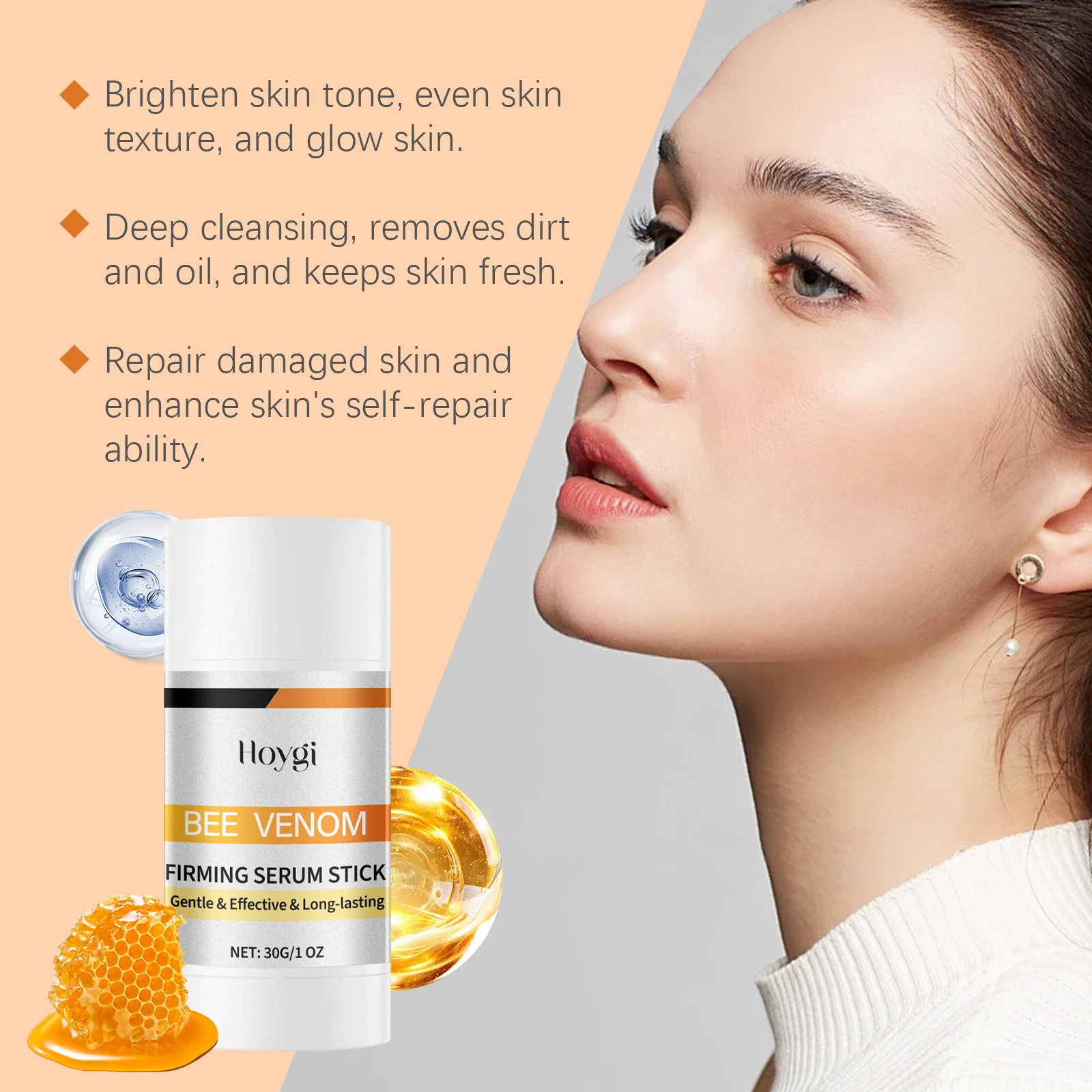 Bee Venom Firming Serum Stick Nourishing Lifting Fade Fine Lines เพิ่มความยืดหยุ่น Brightening Moisturizing Essence Face Care