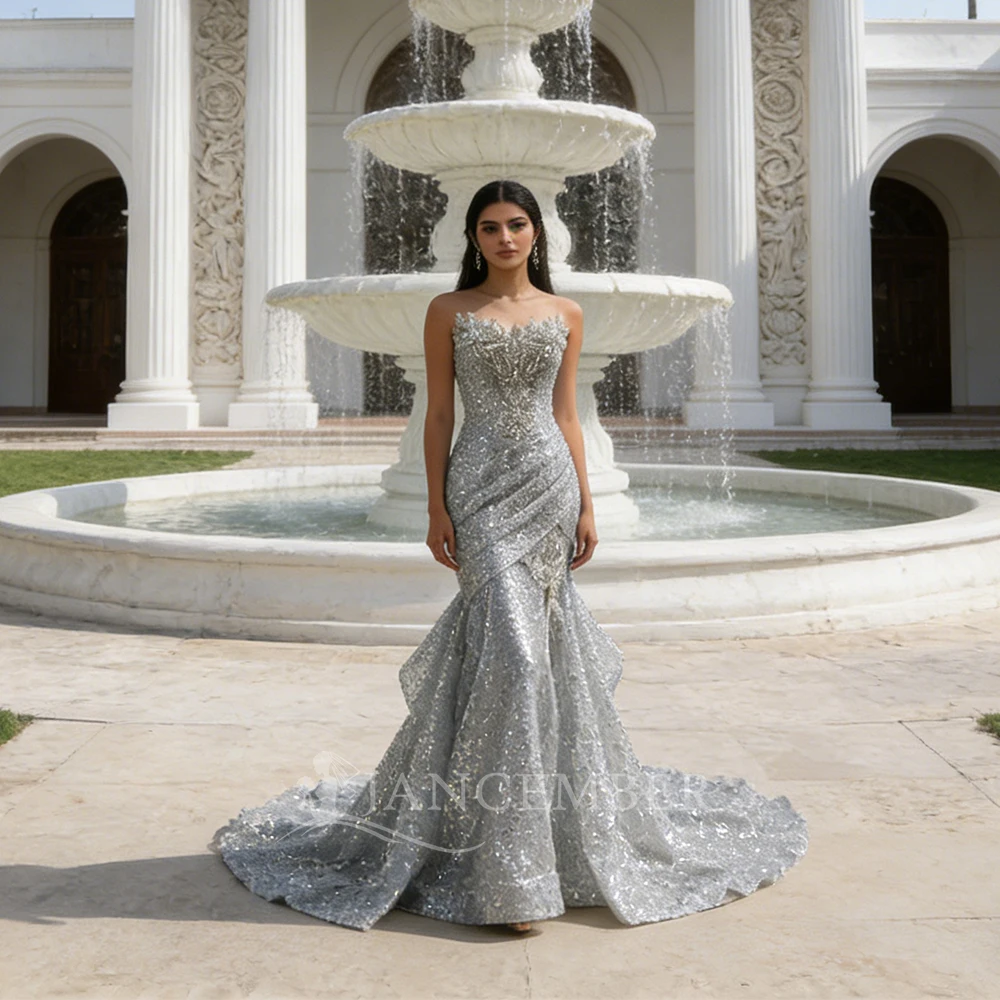 Customized Noble and Magnificent Wedding Dress Sweet Sleeveless Mermaid Strapless Beaded Women's Wedding Dress vestido femininos