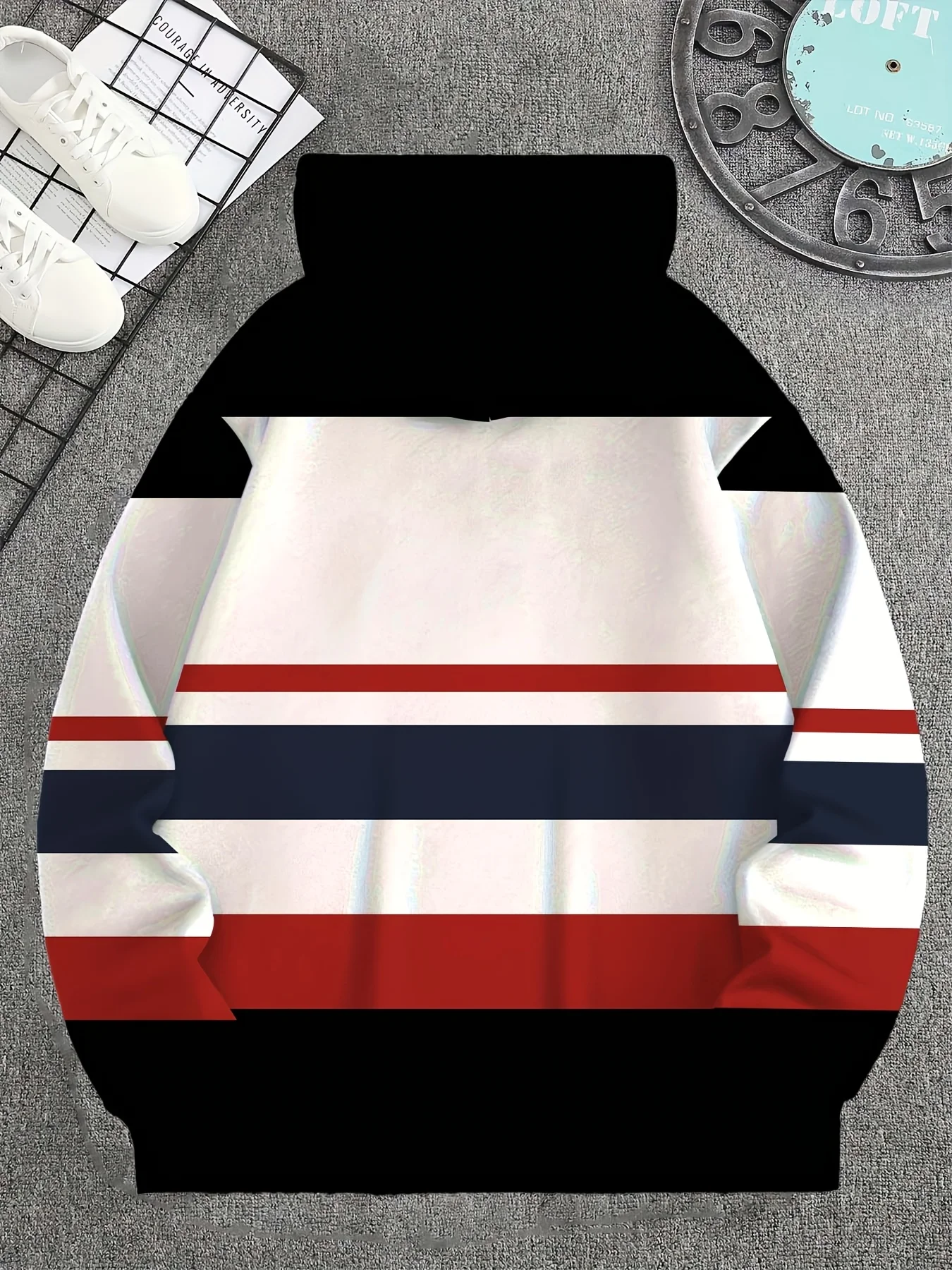 New model: men’s hooded long-sleeve loose-fitting casual printed basic sweatshirt. Perfect for young people in spring, summer, a