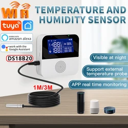 Tuya Smart WiFi Temperature and Humidity Sensor with Backlight LCD Display Indoor Thermometer Hygrometer For Alexa Google Home