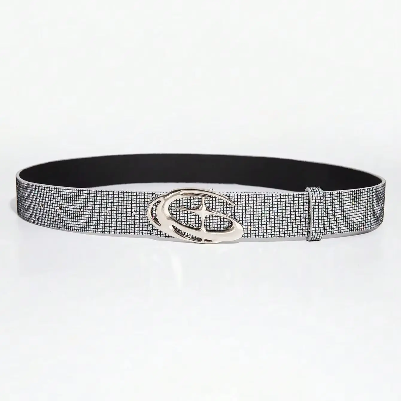 1pc women's Y2K millennial-style rhinestone slim belt with hollow-shaped buckle, sparkling for everyday wear and commuting